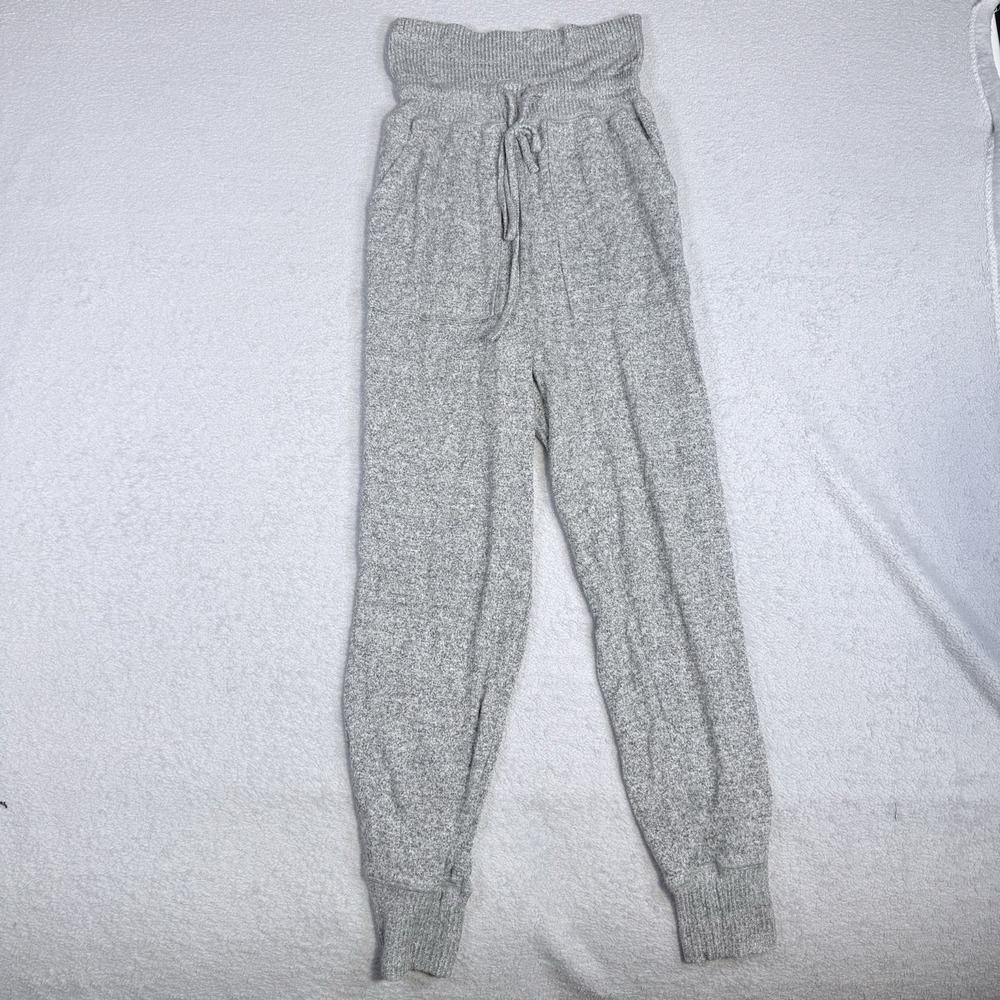 Aerie Womens High Waisted Jogger Lounge Pants Gray Marled Knit Size Extra Small